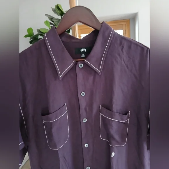 美品stussy Contrast Pick Stitched shirt STUSSY Contrast Pick Stitched shirt
